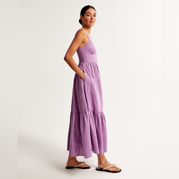 Brand New with Tag Abercrombie & Fitch Linen Blend Button Through Maxi Dress - Picture 2 of 8
